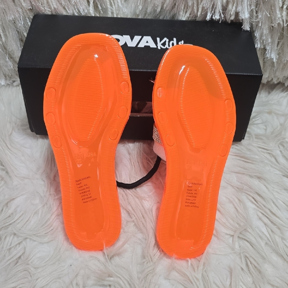 Fashion Nova Kids Orange Sandals with Rhinestones - Picture 3 of 5